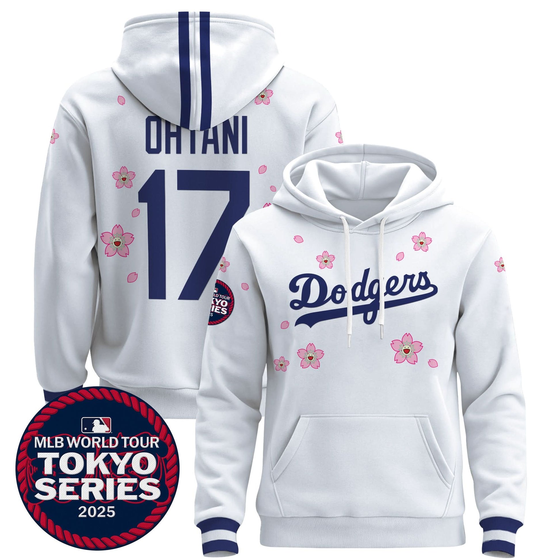 Men's Dodgers Tokyo Series 2025 Pullover Hoodie V2 - Stitched