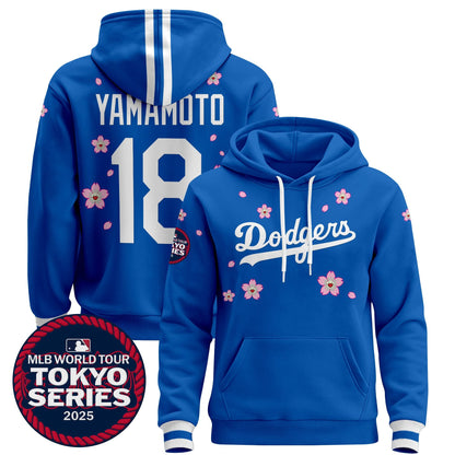 Men's Dodgers Tokyo Series 2025 Pullover Hoodie V2 - Stitched
