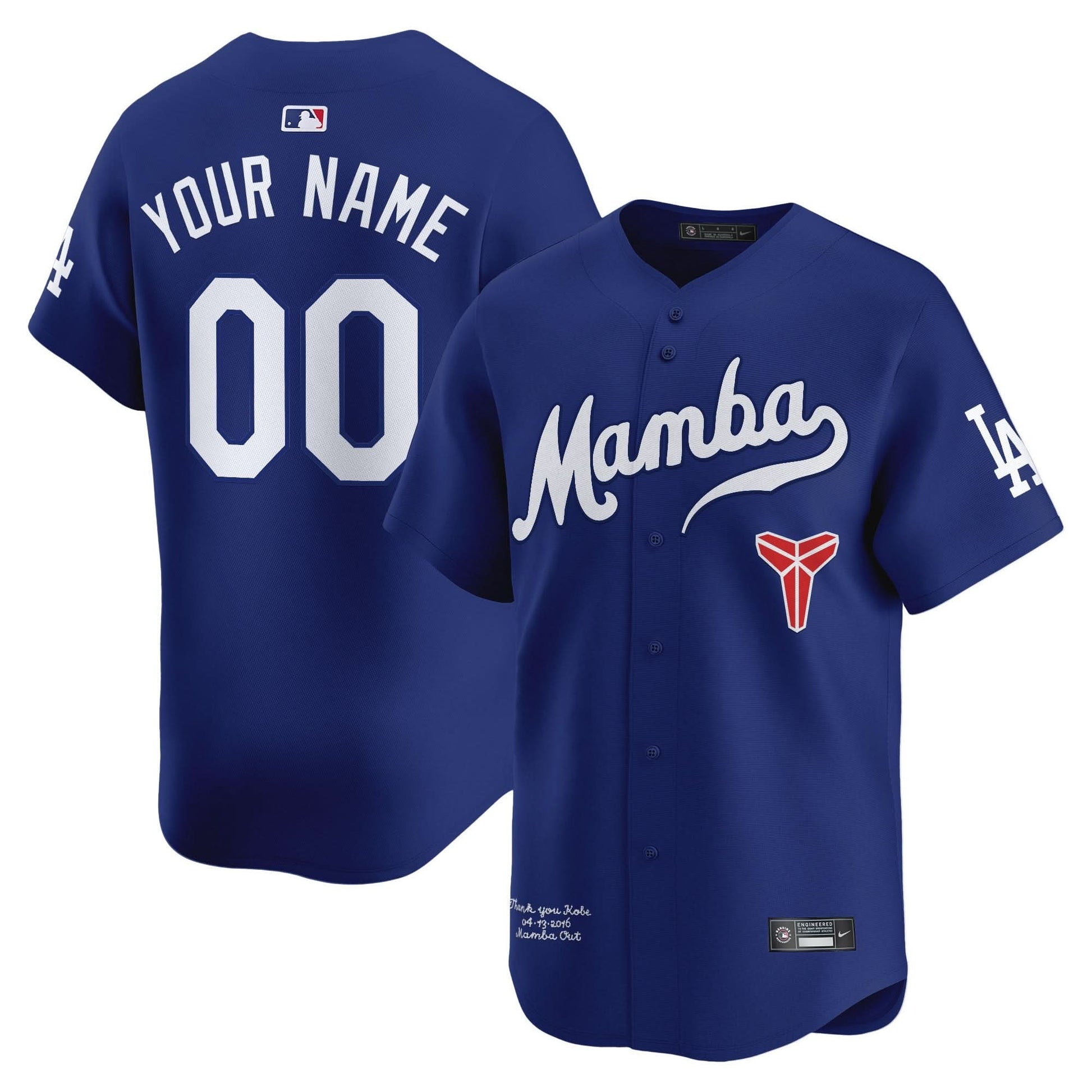 Dodgers Kobe Bryant Mamba Vapor Premier Limited Custom Jersey - All Stitched