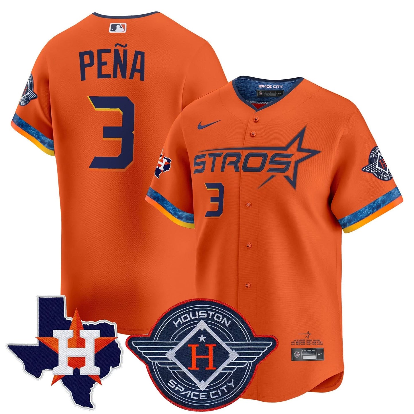 Men's Houston Astros 2025 City Connect Texas Patch Vapor Premier Limited Jersey - All Stitched
