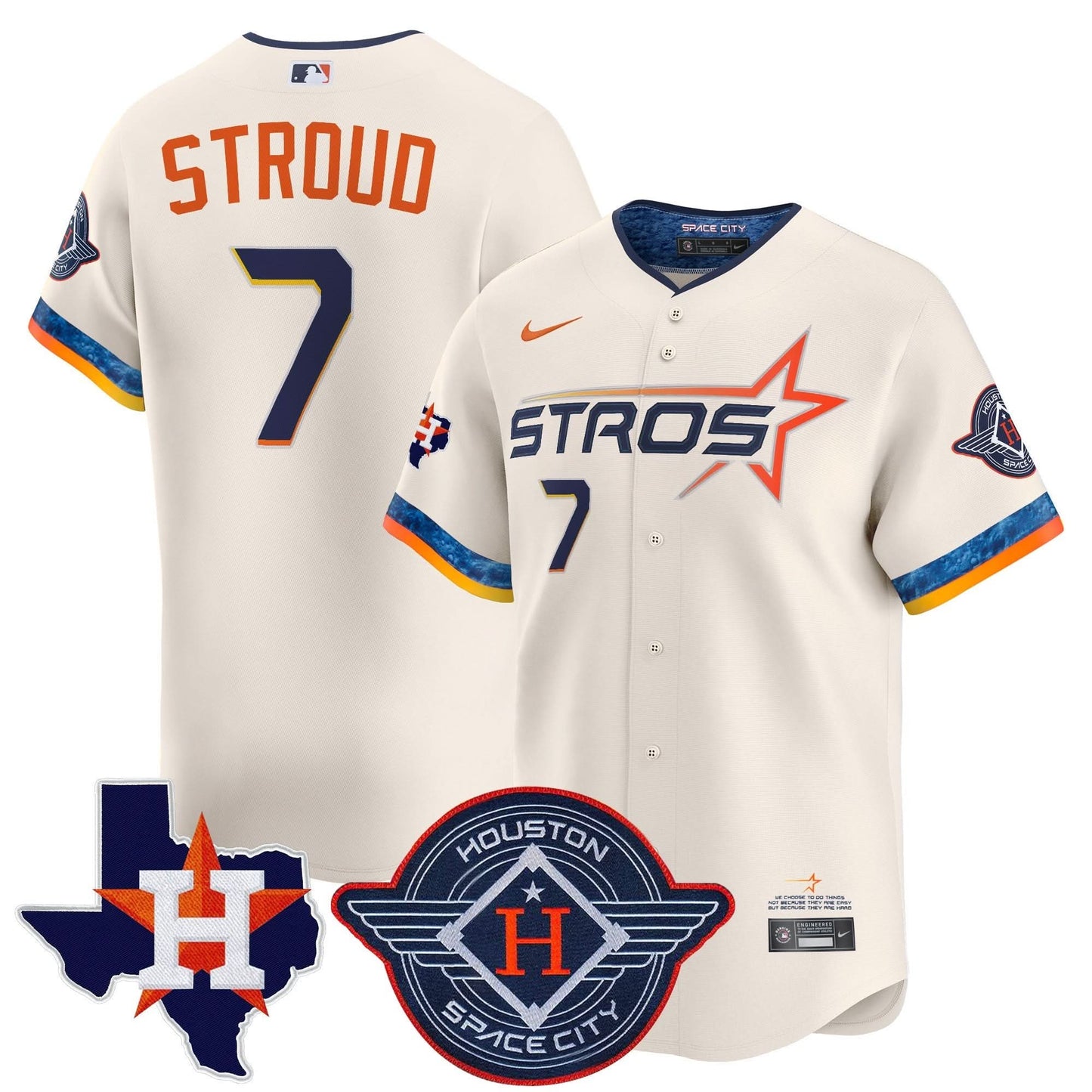 Men's Houston Astros 2025 City Connect Texas Patch Vapor Premier Limited Jersey - All Stitched