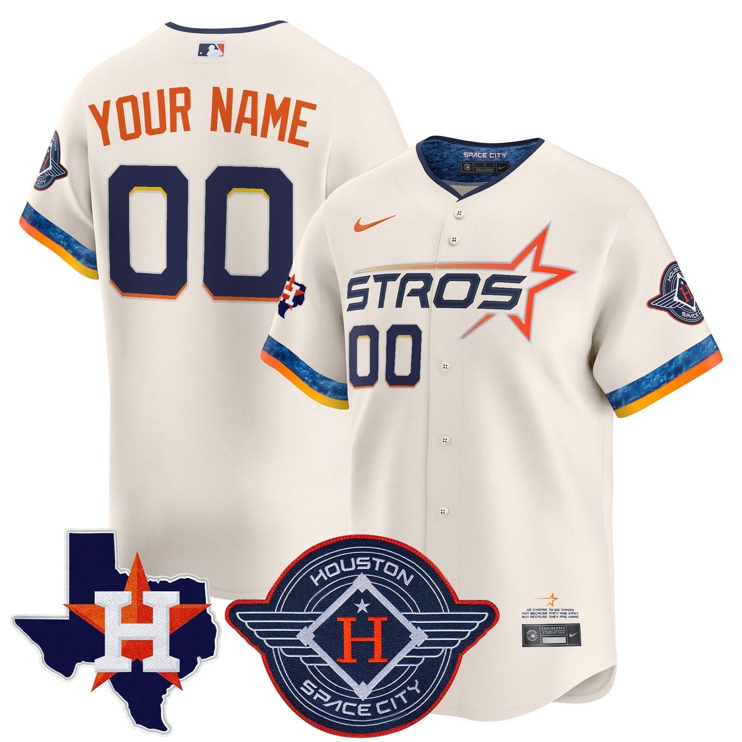 Houston Astros 2025 City Connect Texas Patch Vapor Premier Limited Custom Jersey - All Stitched
