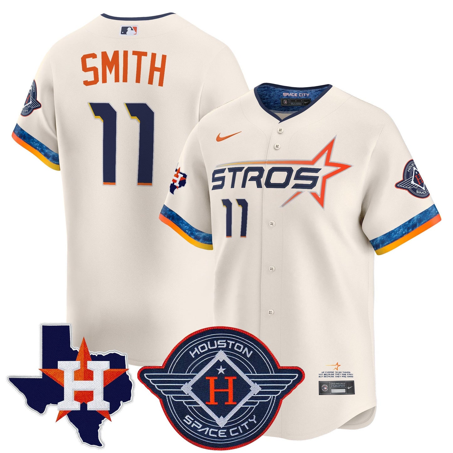 Men's Houston Astros 2025 City Connect Texas Patch Vapor Premier Limited Jersey - All Stitched