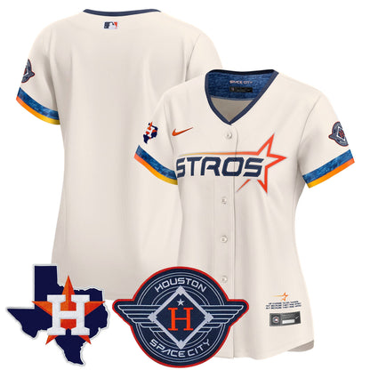 Women's Houston Astros 2025 City Connect Texas Patch Vapor Premier Limited Jersey - All Stitched