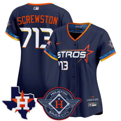 Women's Houston Astros 2025 City Connect Texas Patch Vapor Premier Limited Jersey - All Stitched