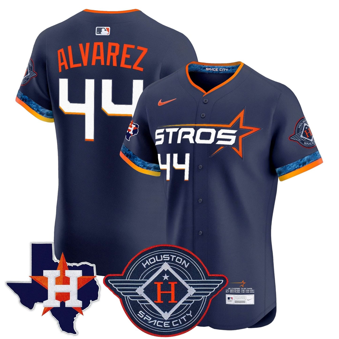 Men's Houston Astros 2025 City Connect Texas Patch Vapor Premier Elite Jersey - All Stitched