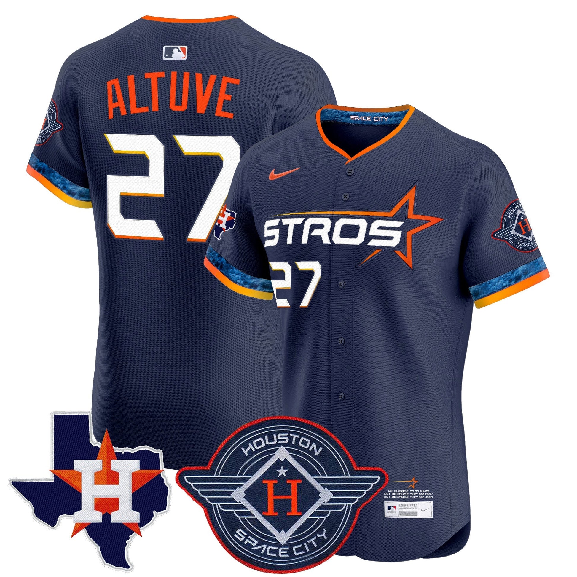 Men's Houston Astros 2025 City Connect Texas Patch Vapor Premier Elite Jersey - All Stitched