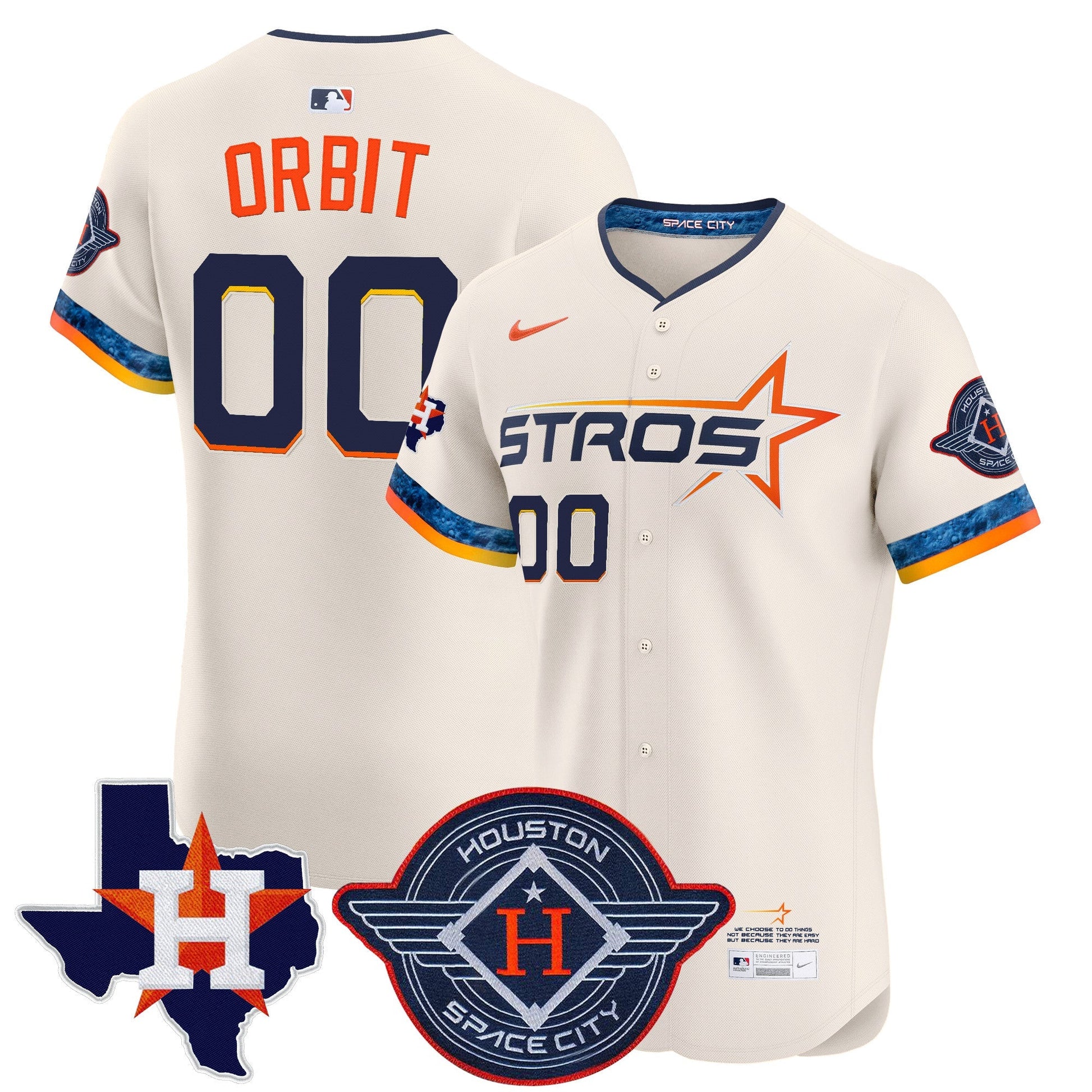 Men's Houston Astros 2025 City Connect Texas Patch Vapor Premier Elite Jersey - All Stitched