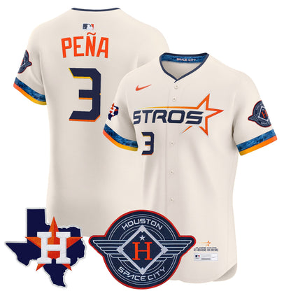 Men's Houston Astros 2025 City Connect Texas Patch Vapor Premier Elite Jersey - All Stitched