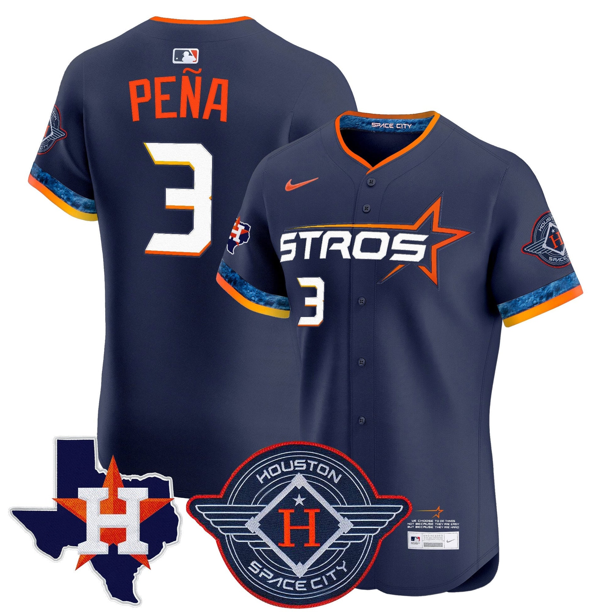 Men's Houston Astros 2025 City Connect Texas Patch Vapor Premier Elite Jersey - All Stitched