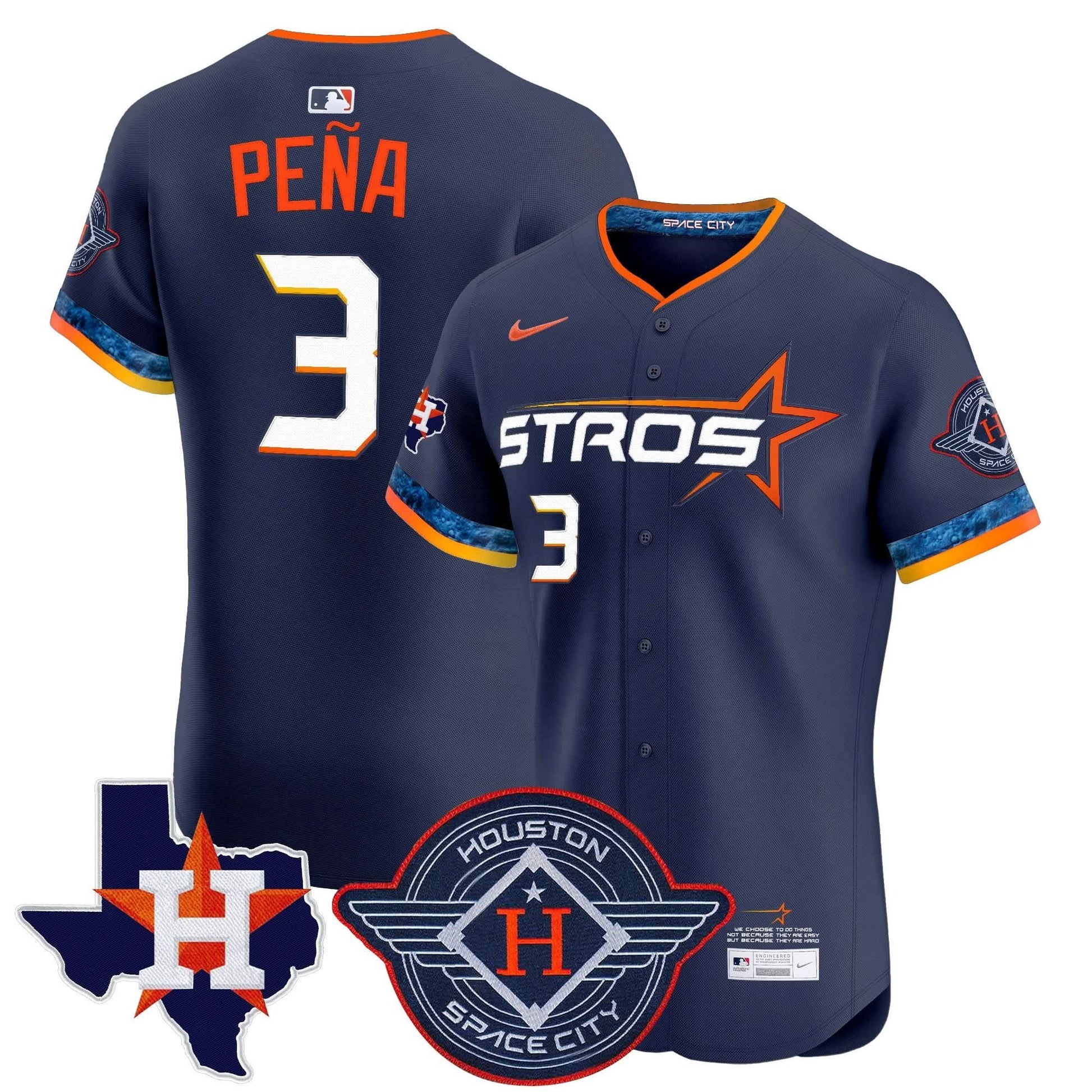 Men's Houston Astros 2025 City Connect Texas Patch Vapor Premier Elite Jersey - All Stitched