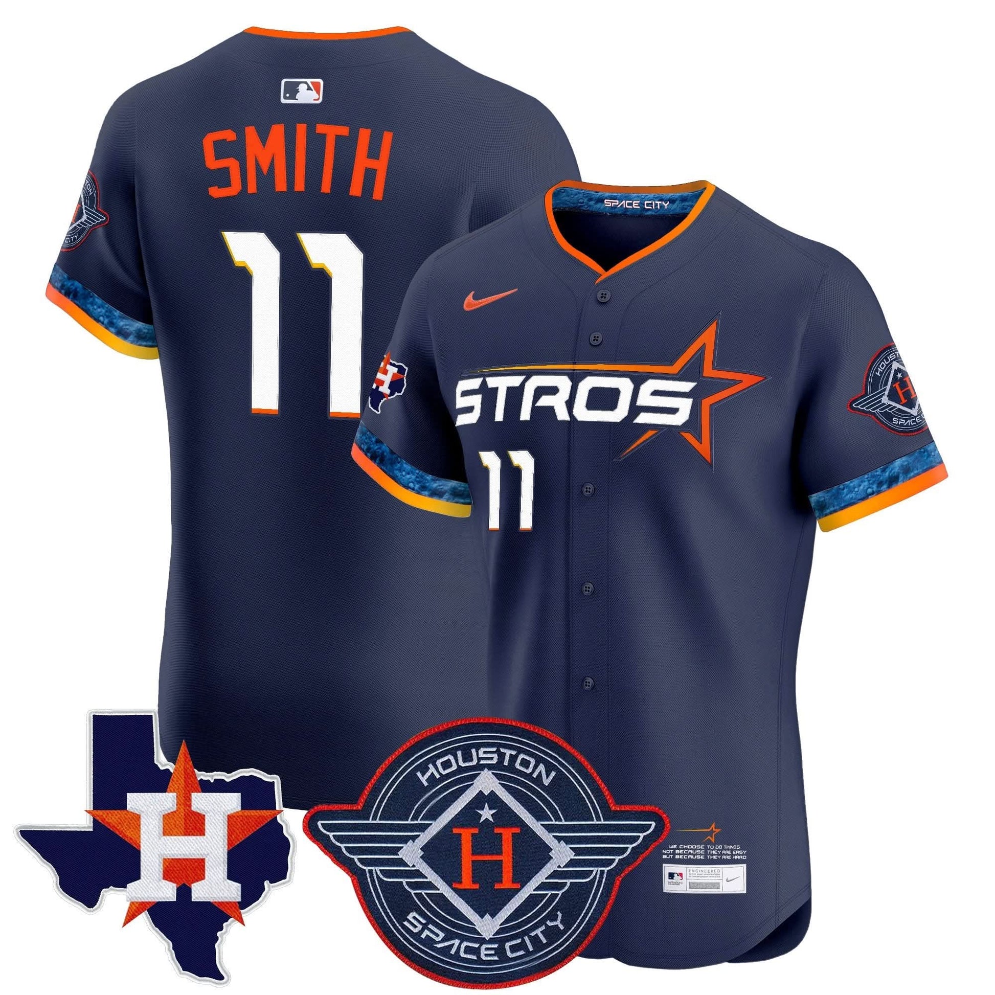 Men's Houston Astros 2025 City Connect Texas Patch Vapor Premier Elite Jersey - All Stitched