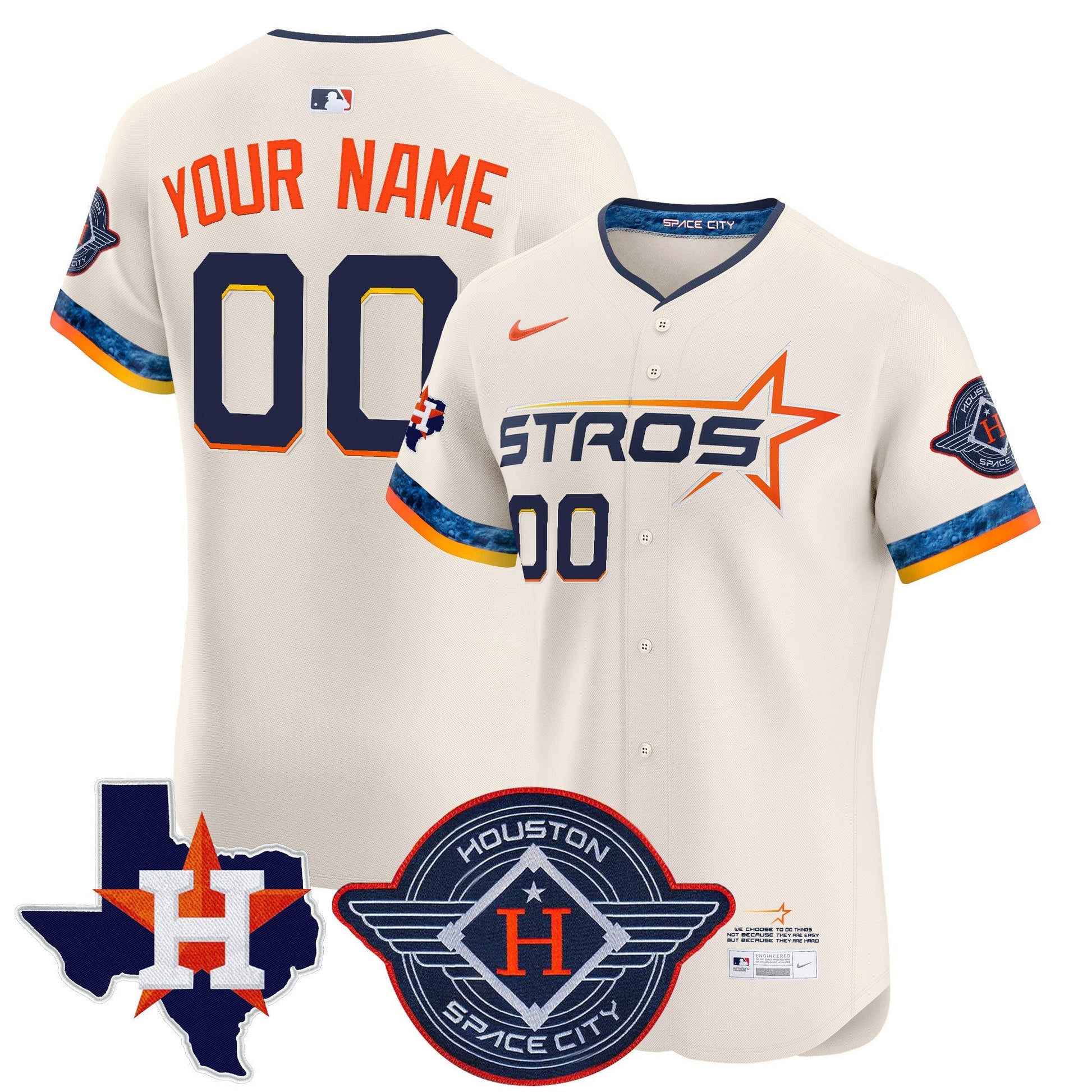 Houston Astros 2025 City Connect Texas Patch Vapor Premier Elite Custom Jersey - All Stitched