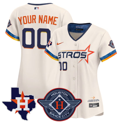 Houston Astros 2025 City Connect Texas Patch Vapor Premier Elite Custom Jersey - All Stitched