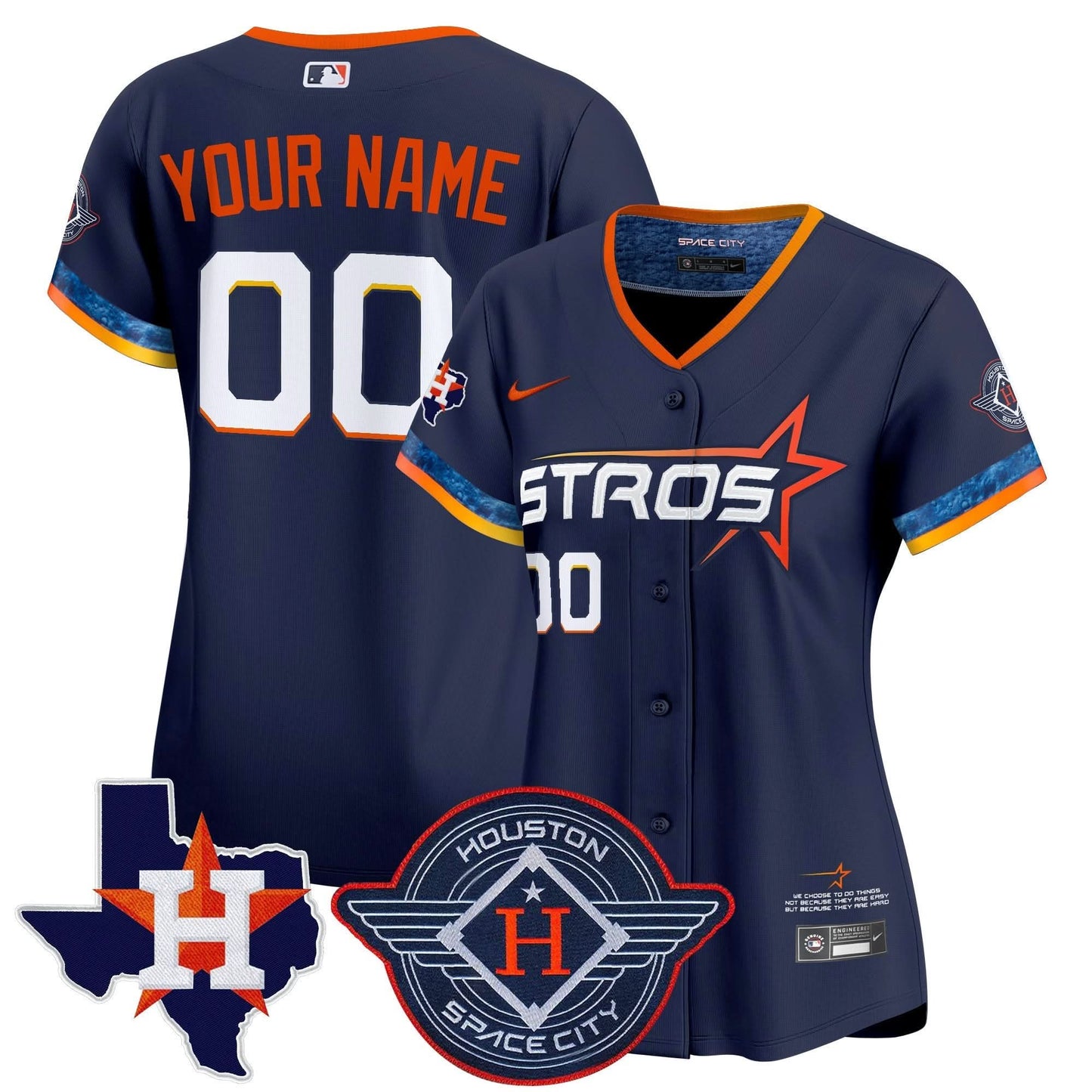 Houston Astros 2025 City Connect Texas Patch Vapor Premier Elite Custom Jersey - All Stitched