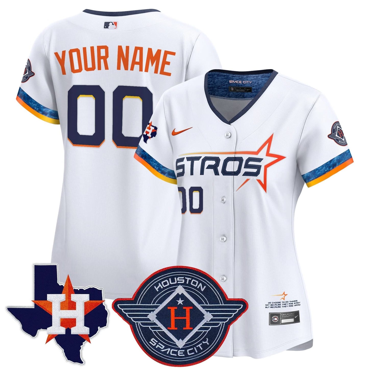 Houston Astros 2025 City Connect Texas Patch Vapor Premier Elite Custom Jersey - All Stitched