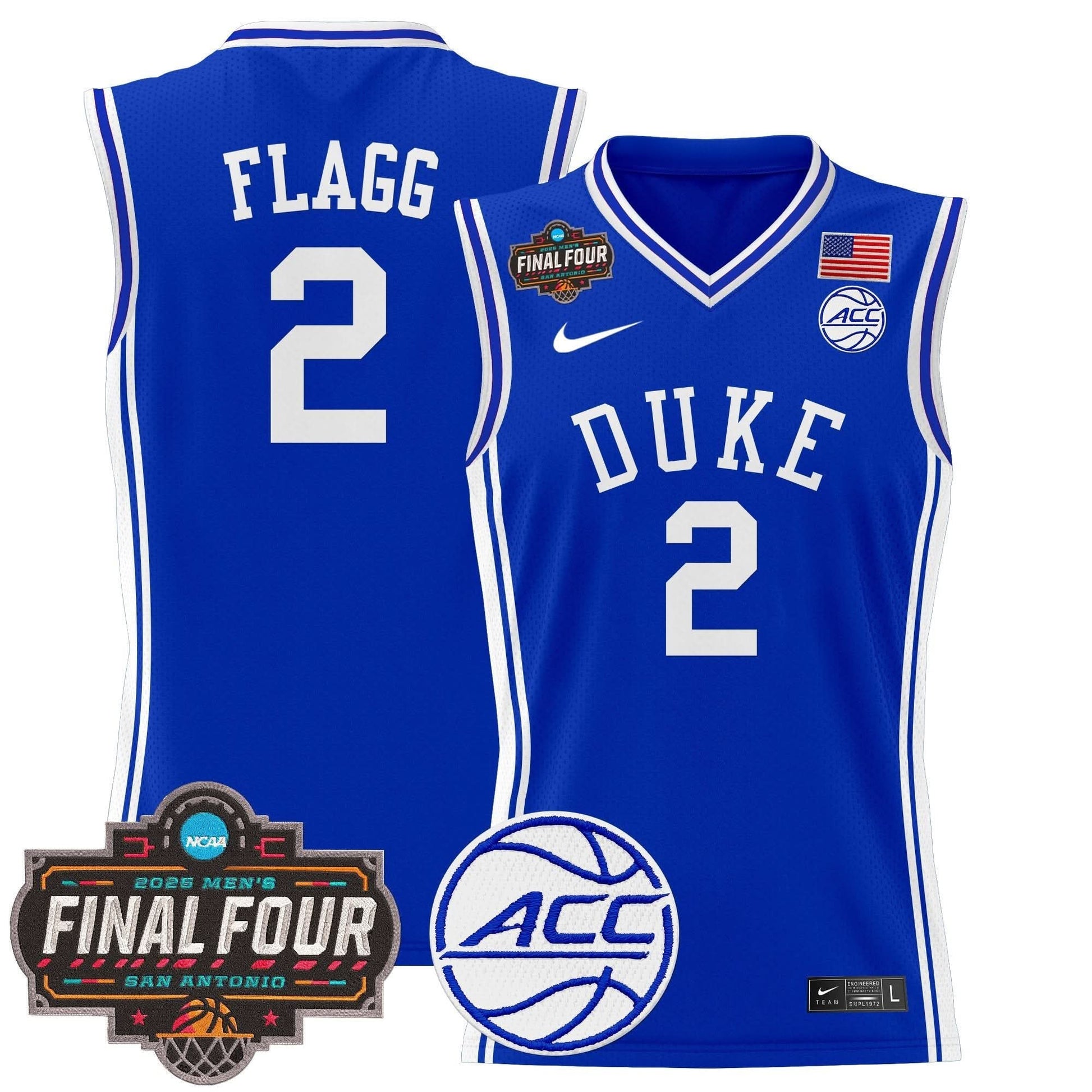 Men's Duke Blue Devils 2025 Final Four Patch Basketball Jersey - All Stitched