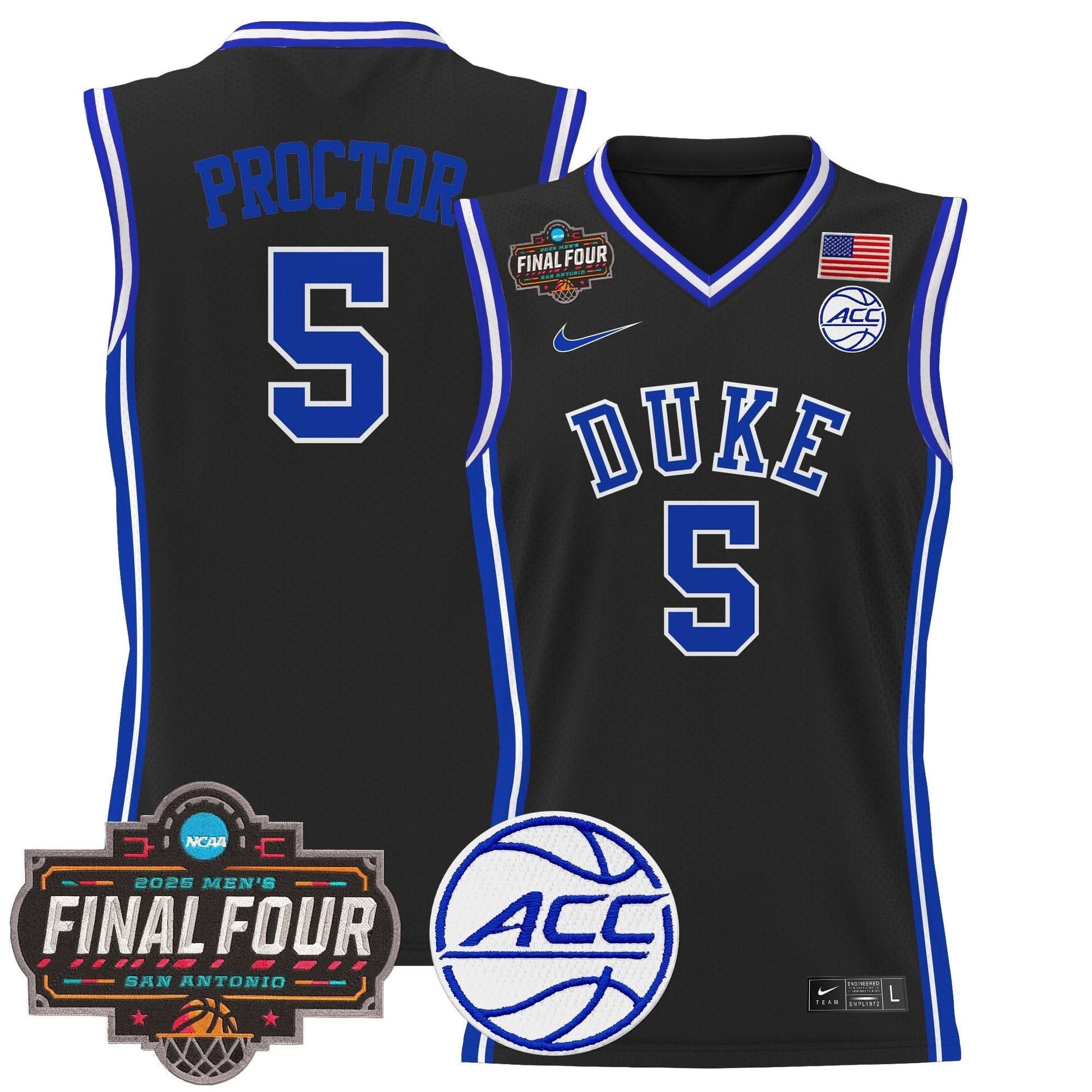 Men's Duke Blue Devils 2025 Final Four Patch Basketball Jersey - All Stitched