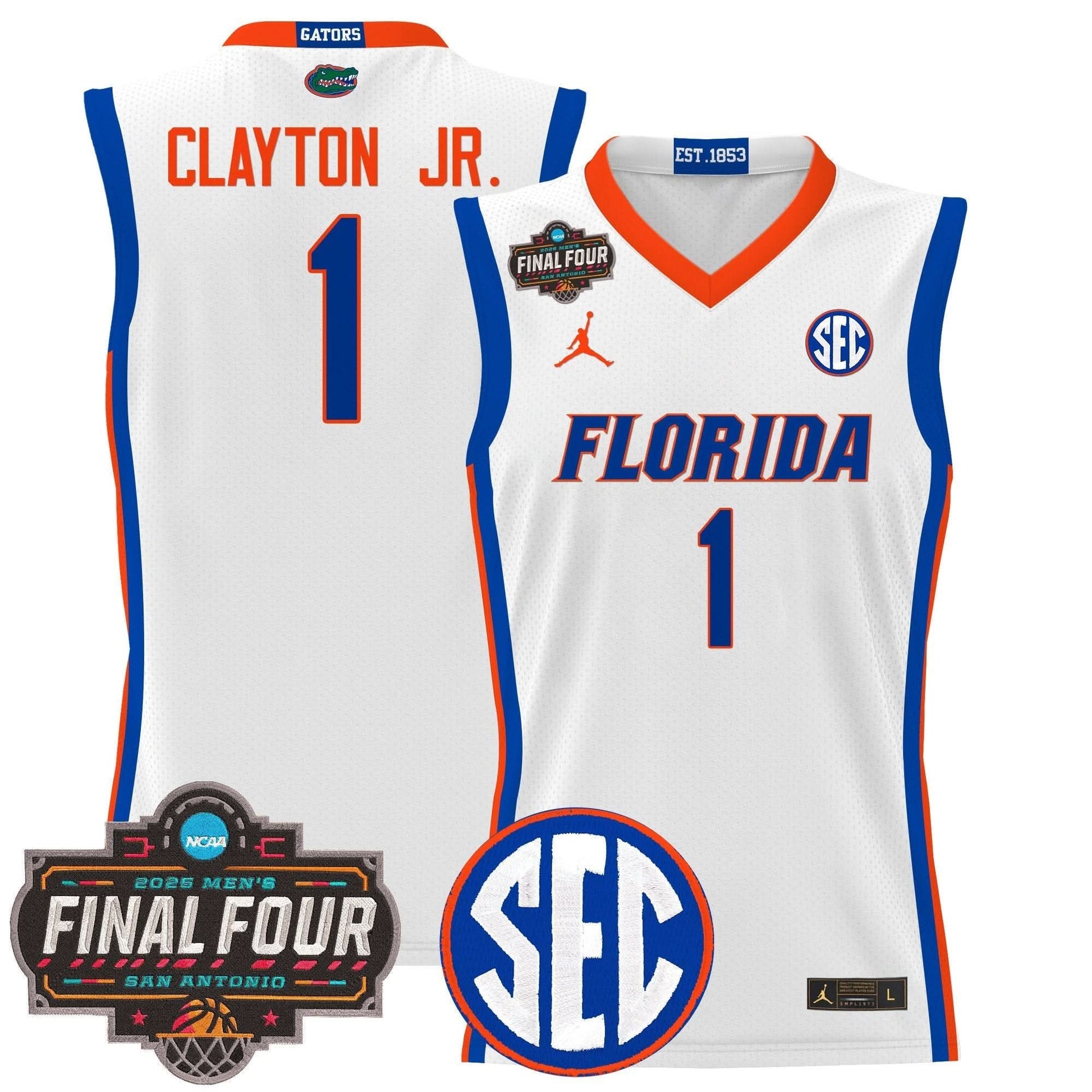 Men's Florida Gators 2025 Final Four Patch Basketball Jersey - All Stitched