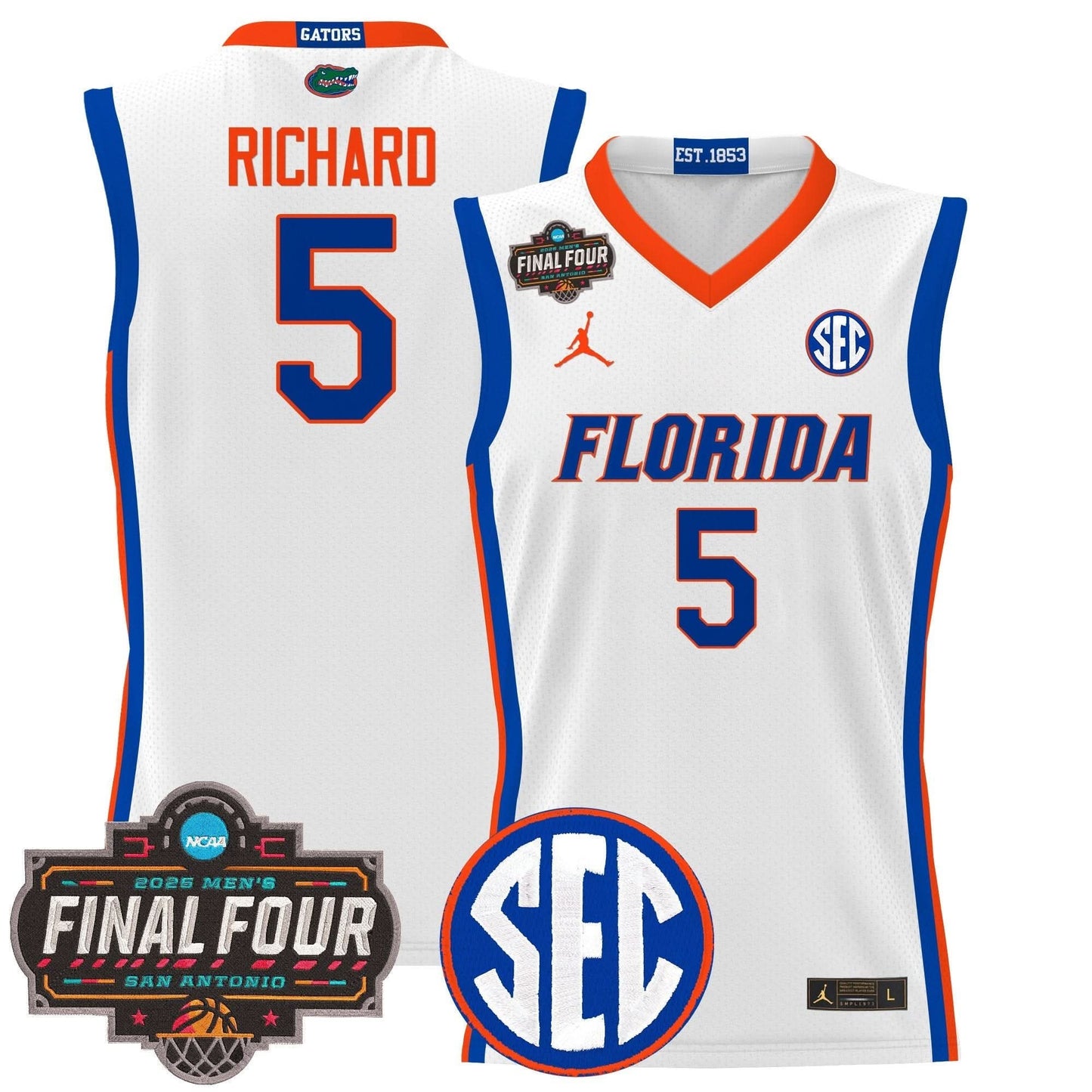 Men's Florida Gators 2025 Final Four Patch Basketball Jersey - All Stitched