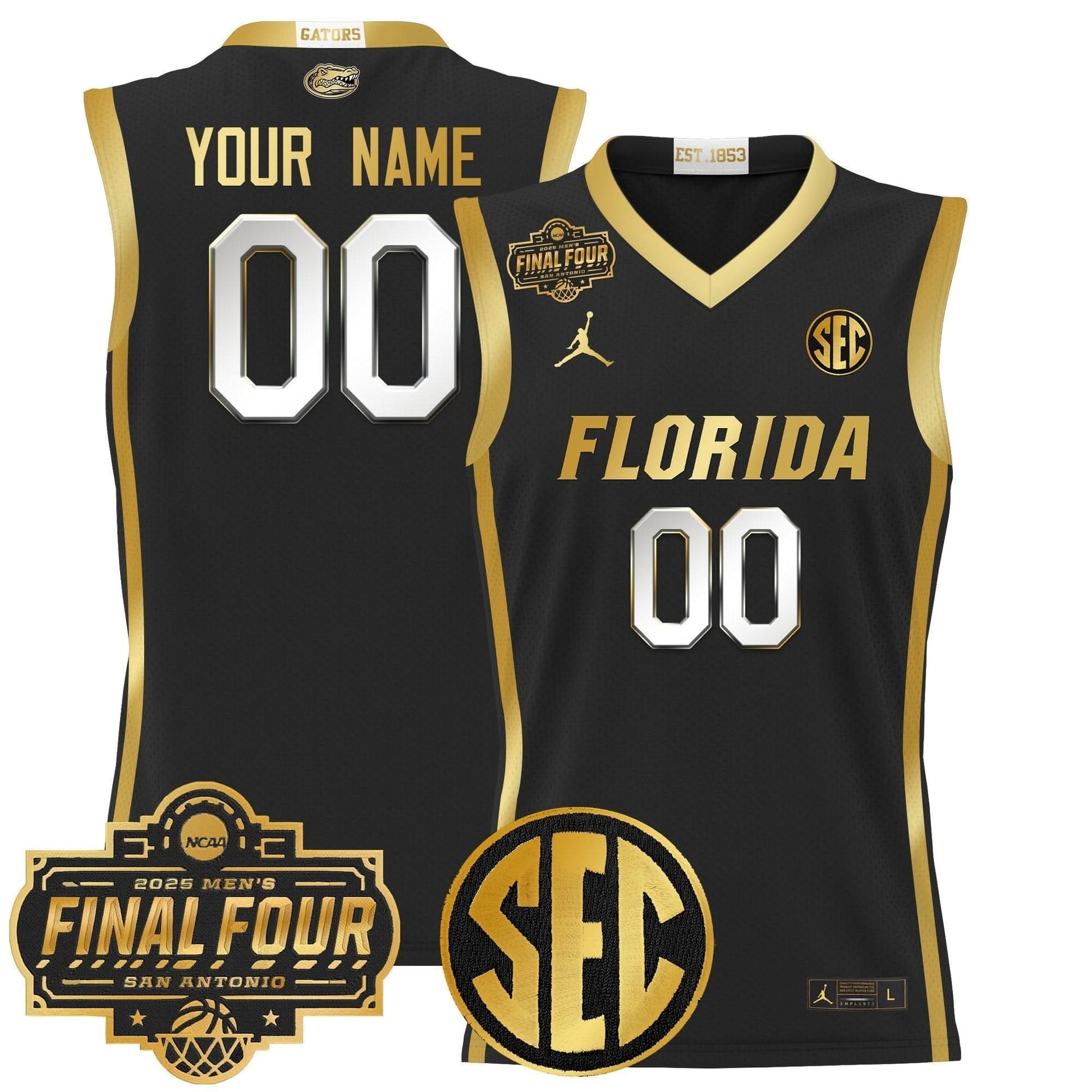 Florida Gators 2025 Final Four Patch Basketball Custom Jersey - All Stitched