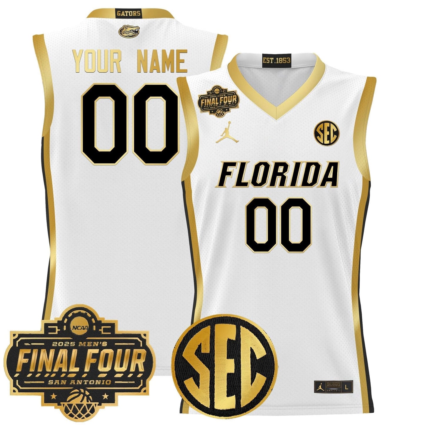 Florida Gators 2025 Final Four Patch Basketball Custom Jersey - All Stitched
