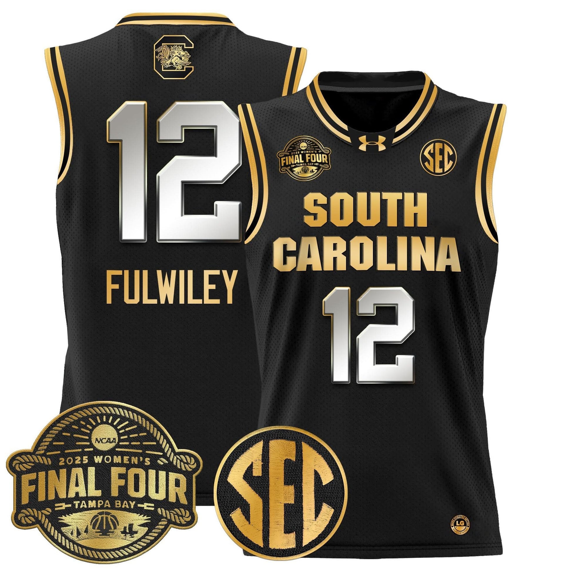 Men's Size - South Carolina Gamecocks 2025 Sec Women's Final Four Patch Lightweight Basketball Jersey - All Stitched
