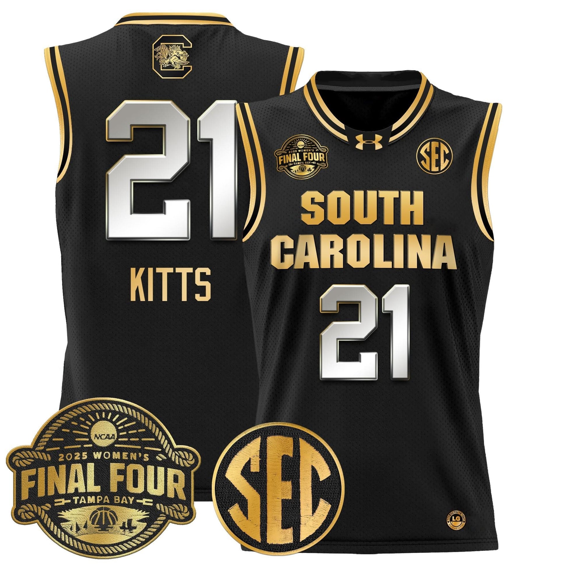 Men's Size - South Carolina Gamecocks 2025 Sec Women's Final Four Patch Lightweight Basketball Jersey - All Stitched