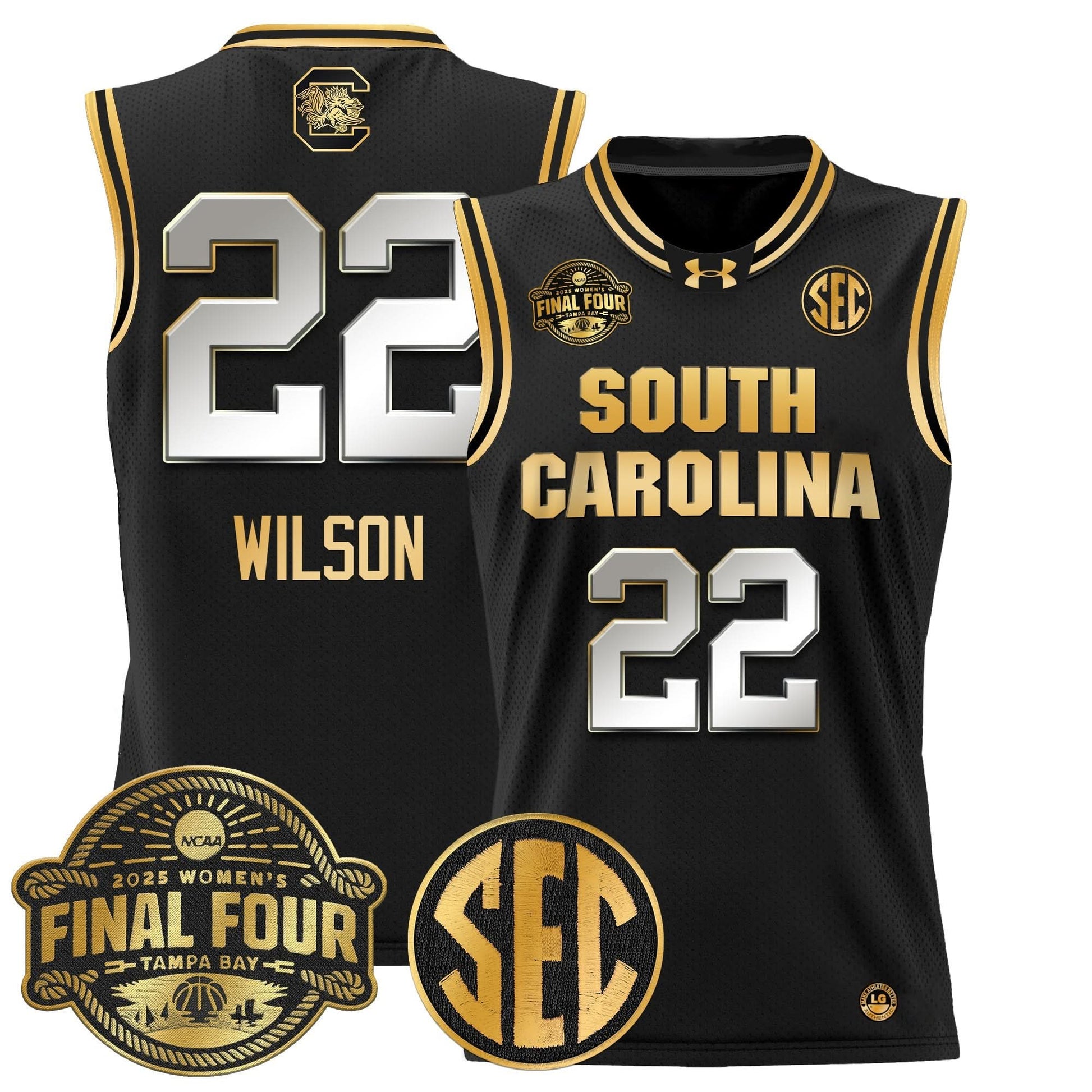 Men's Size - South Carolina Gamecocks 2025 Sec Women's Final Four Patch Lightweight Basketball Jersey - All Stitched