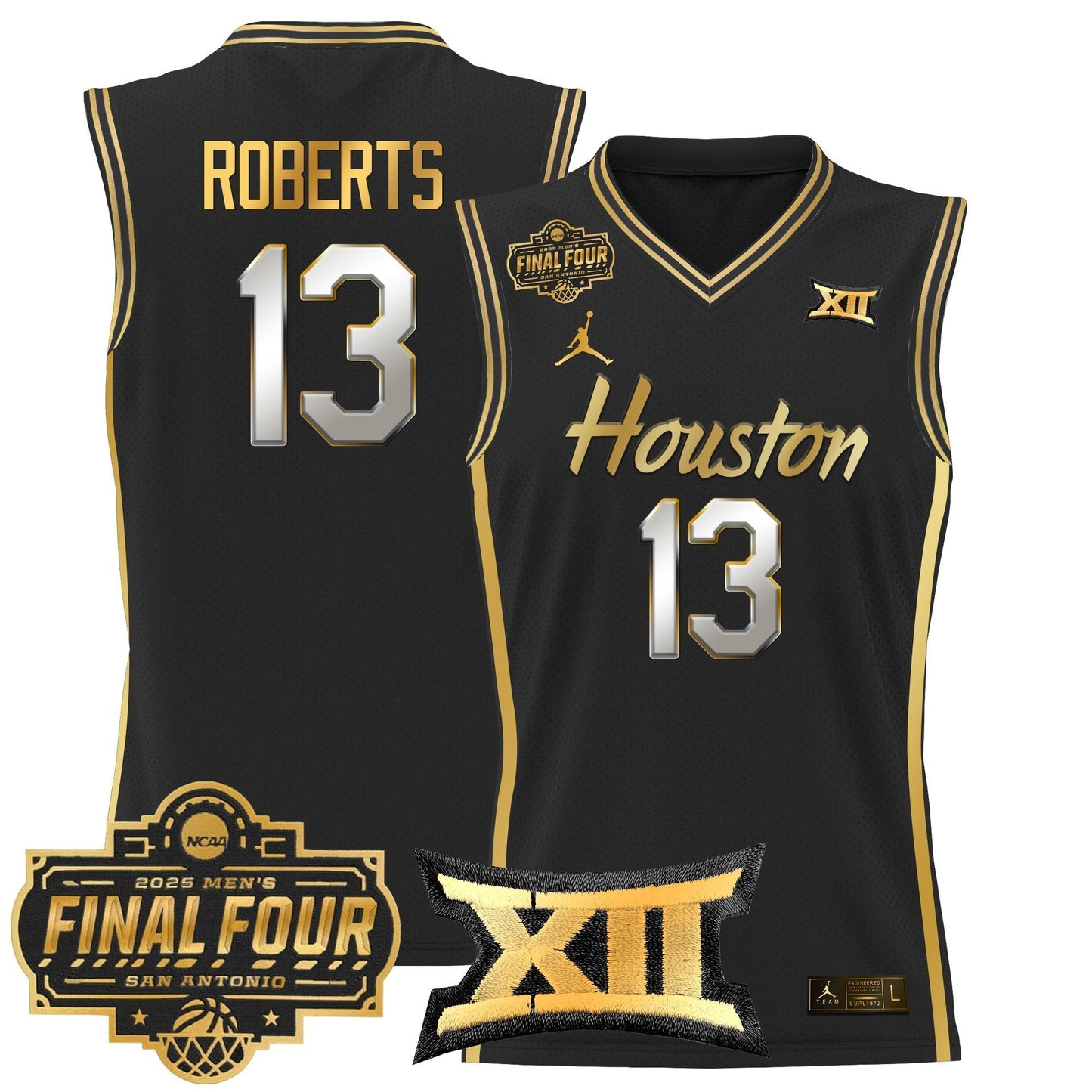 Men's Houston Cougars 2025 Final Four Patch Basketball Jersey - All Stitched