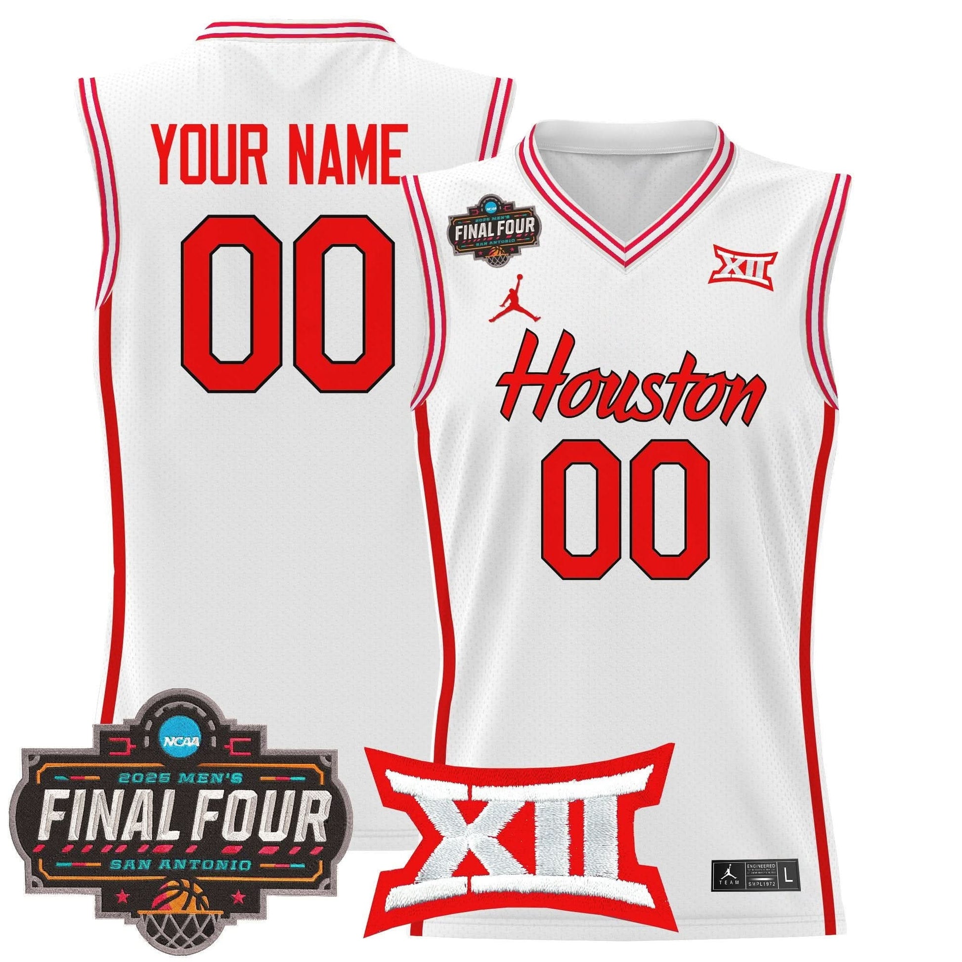 Houston Cougars 2025 Final Four Patch Basketball Custom Jersey - All Stitched