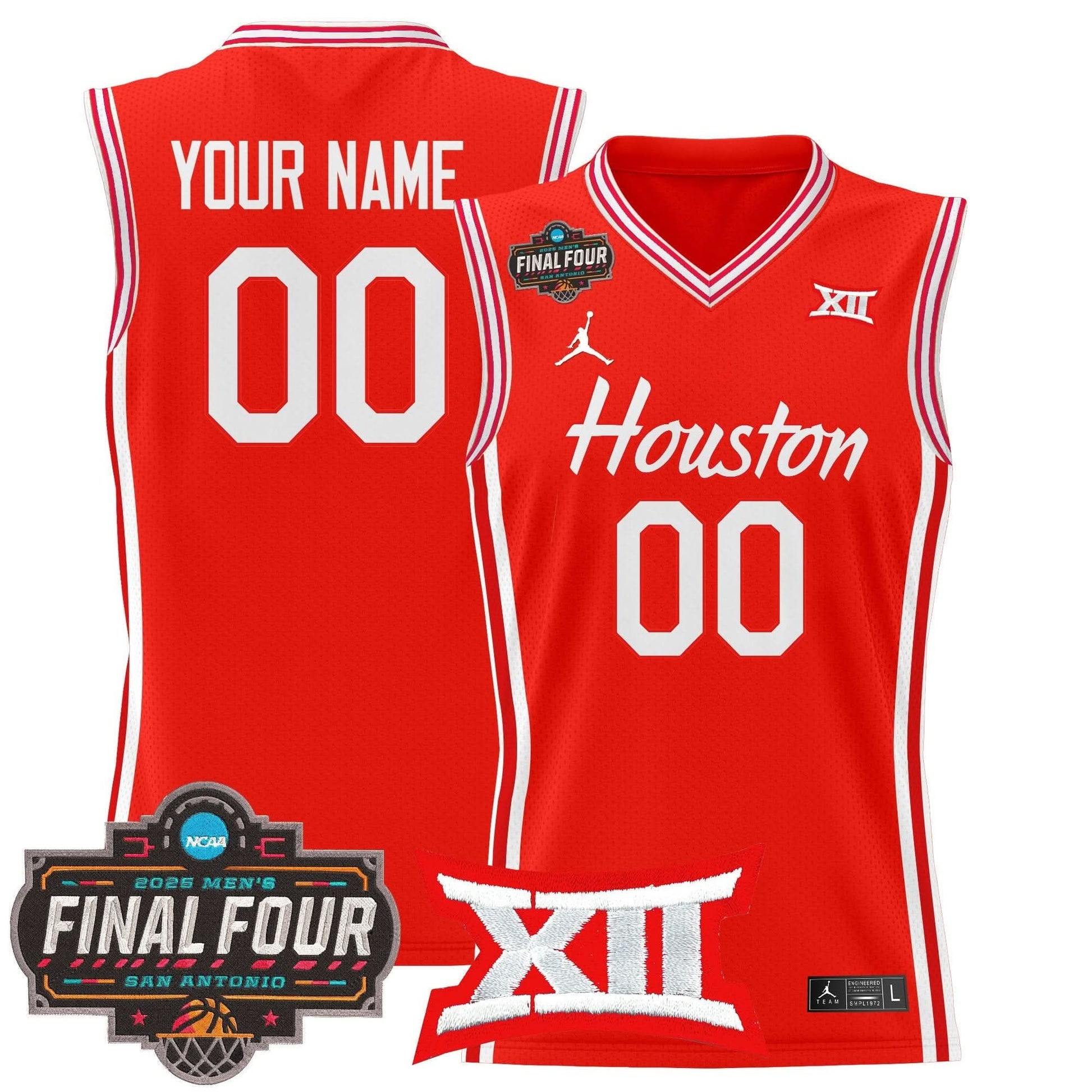 Houston Cougars 2025 Final Four Patch Basketball Custom Jersey - All Stitched