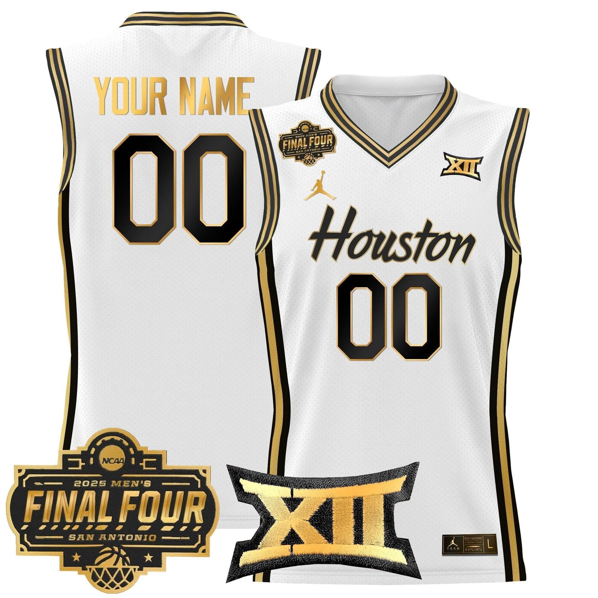 Houston Cougars 2025 Final Four Patch Basketball Custom Jersey - All Stitched