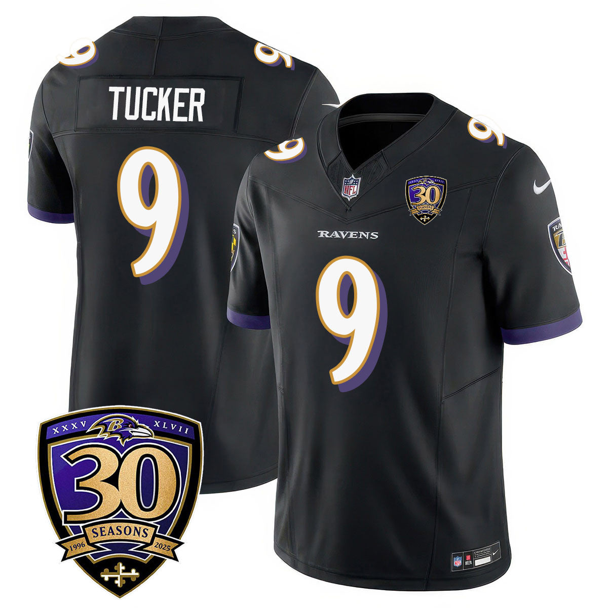 Men's Baltimore Ravens Limited 30th Season Jersey - All Stitched