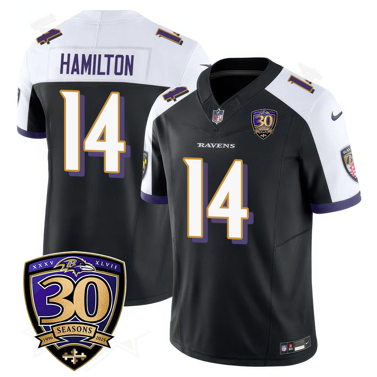 Men's Baltimore Ravens Limited 30th Season Jersey - All Stitched