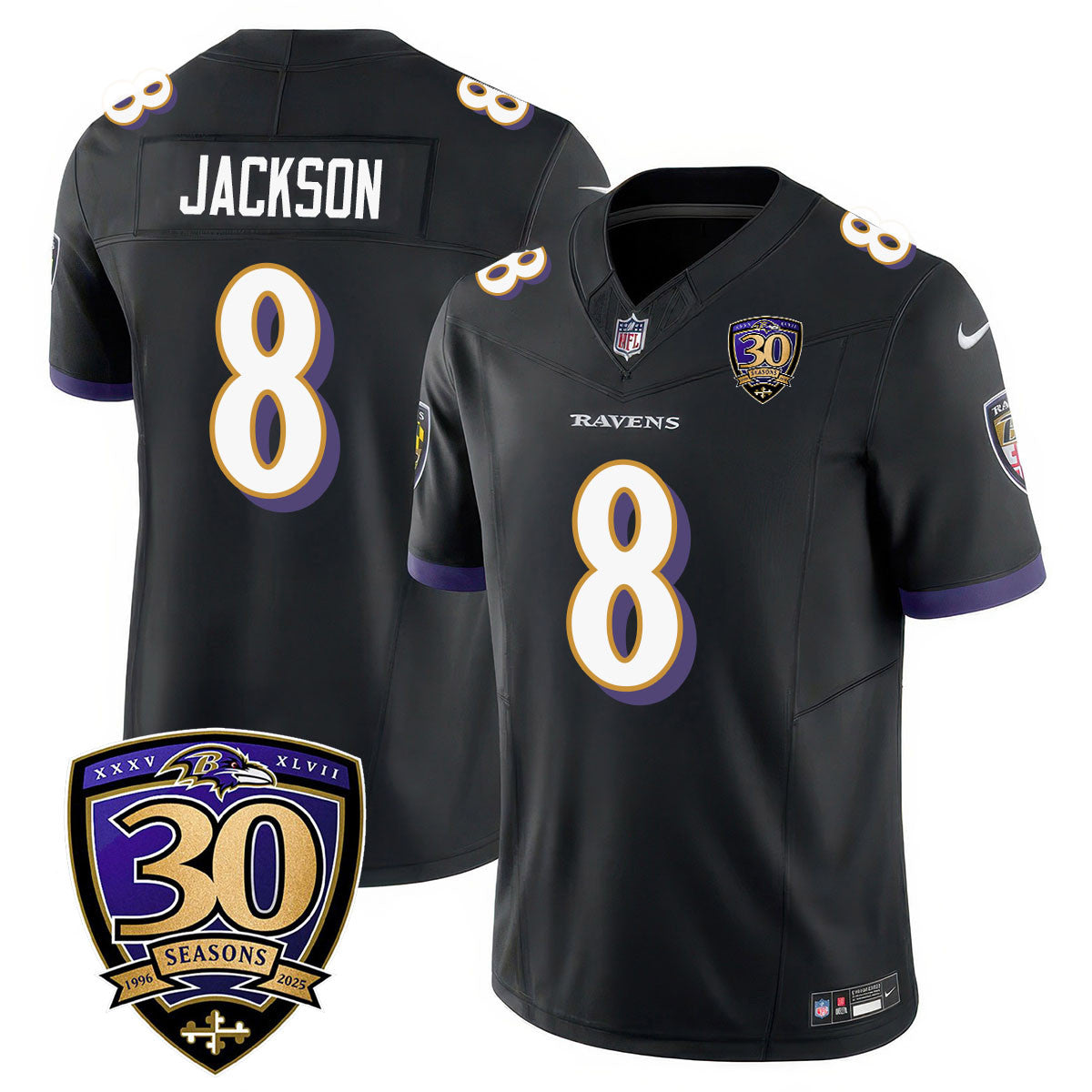 Men's Baltimore Ravens Limited 30th Season Jersey - All Stitched