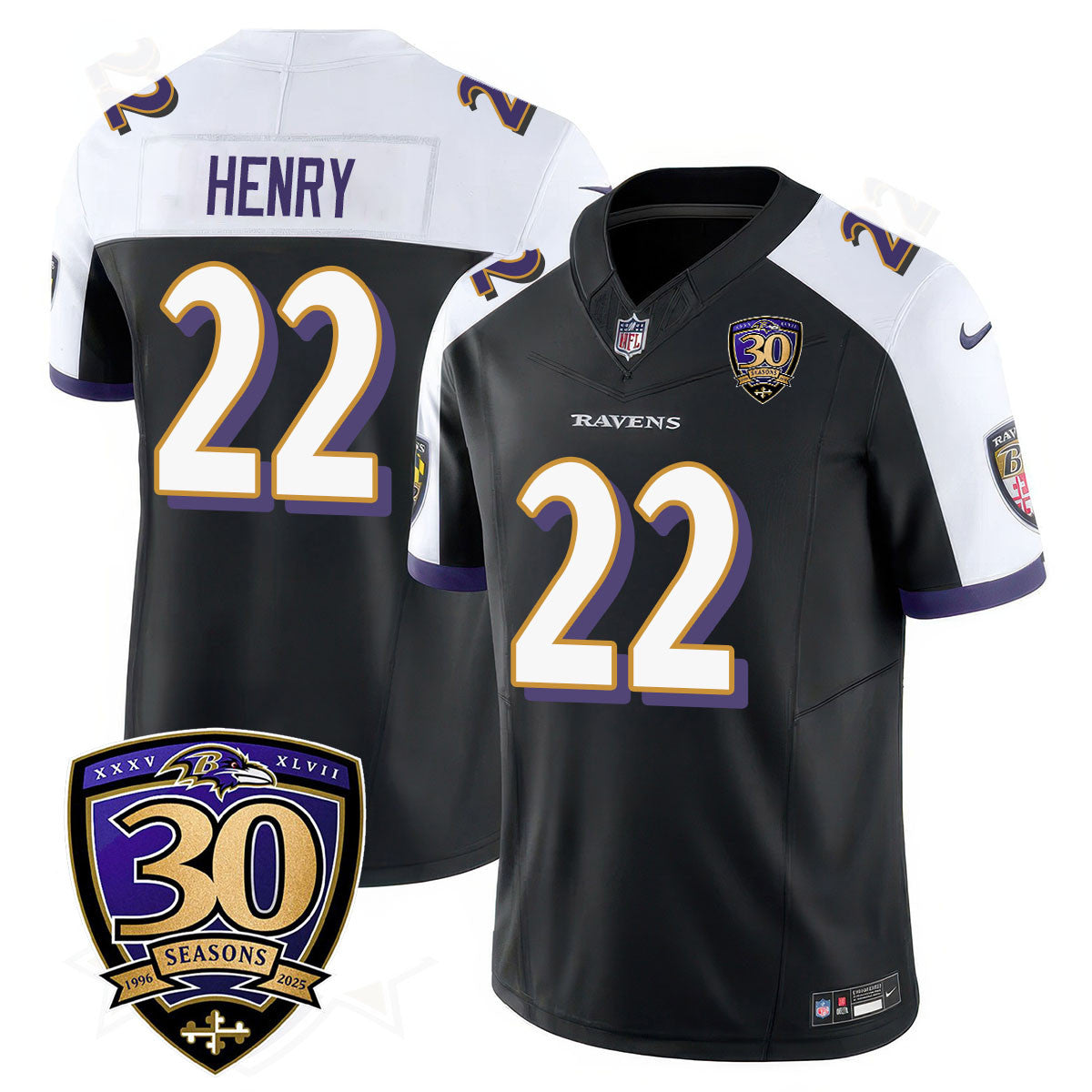 Men's Baltimore Ravens Limited 30th Season Jersey - All Stitched