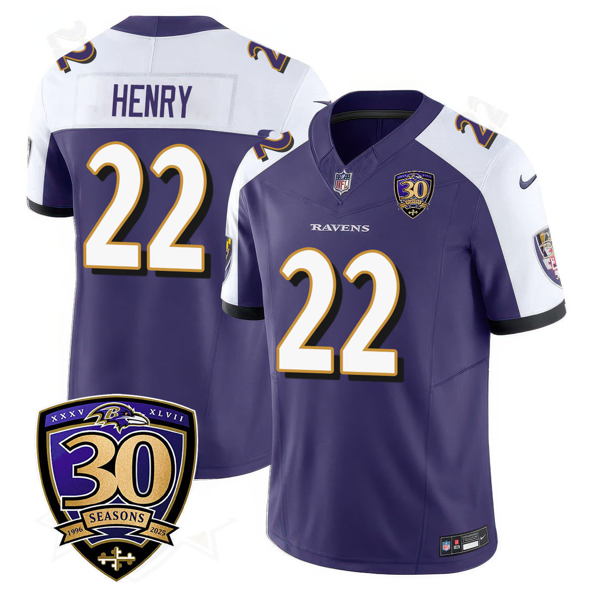 Men's Baltimore Ravens Limited 30th Season Jersey - All Stitched