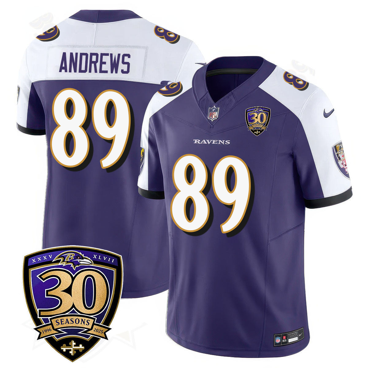 Men's Baltimore Ravens Limited 30th Season Jersey - All Stitched