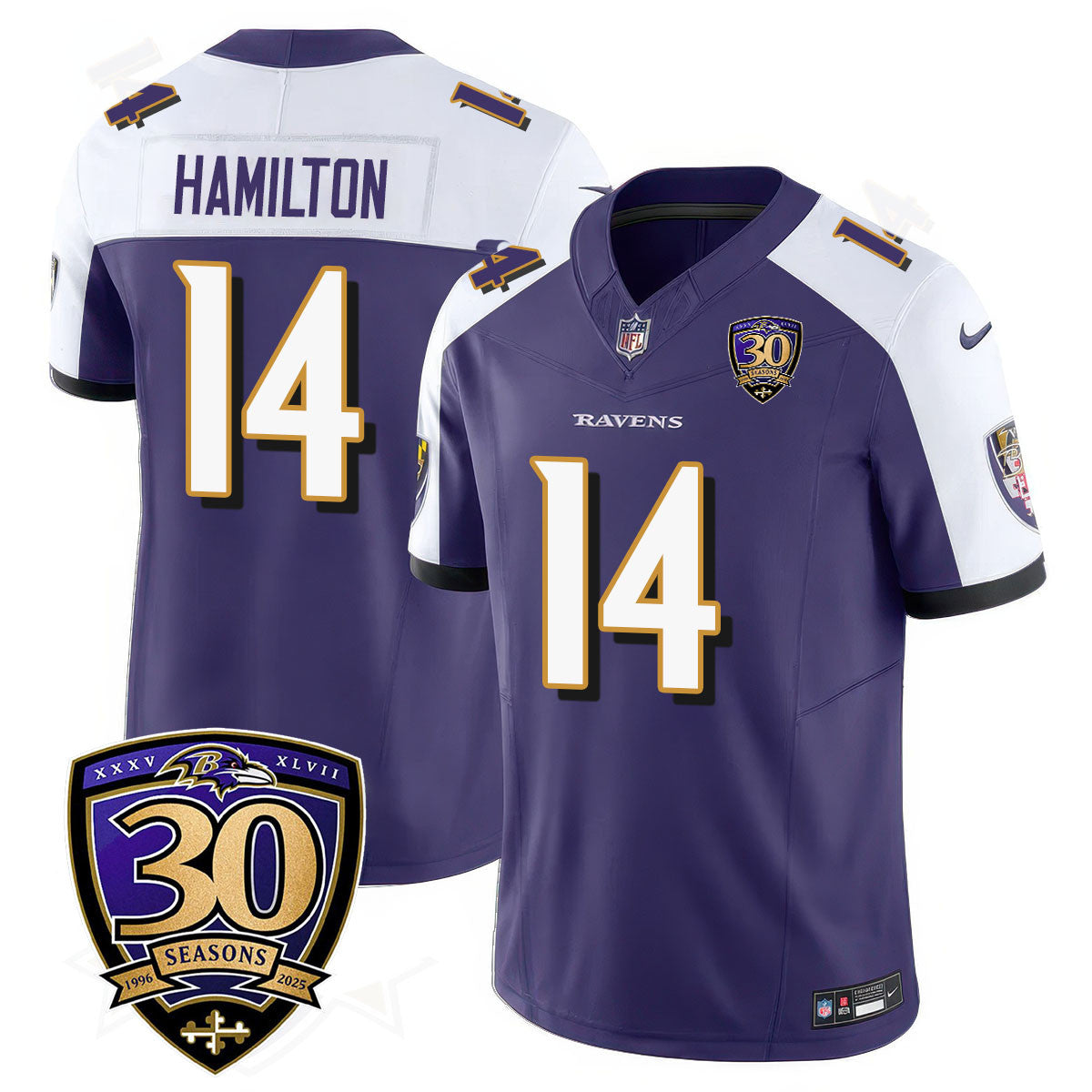 Men's Baltimore Ravens Limited 30th Season Jersey - All Stitched