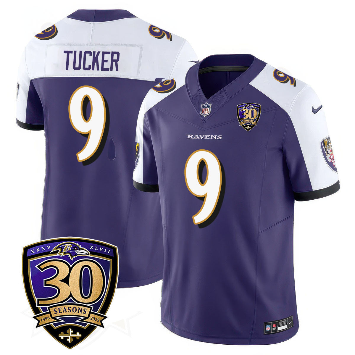 Men's Baltimore Ravens Limited 30th Season Jersey - All Stitched