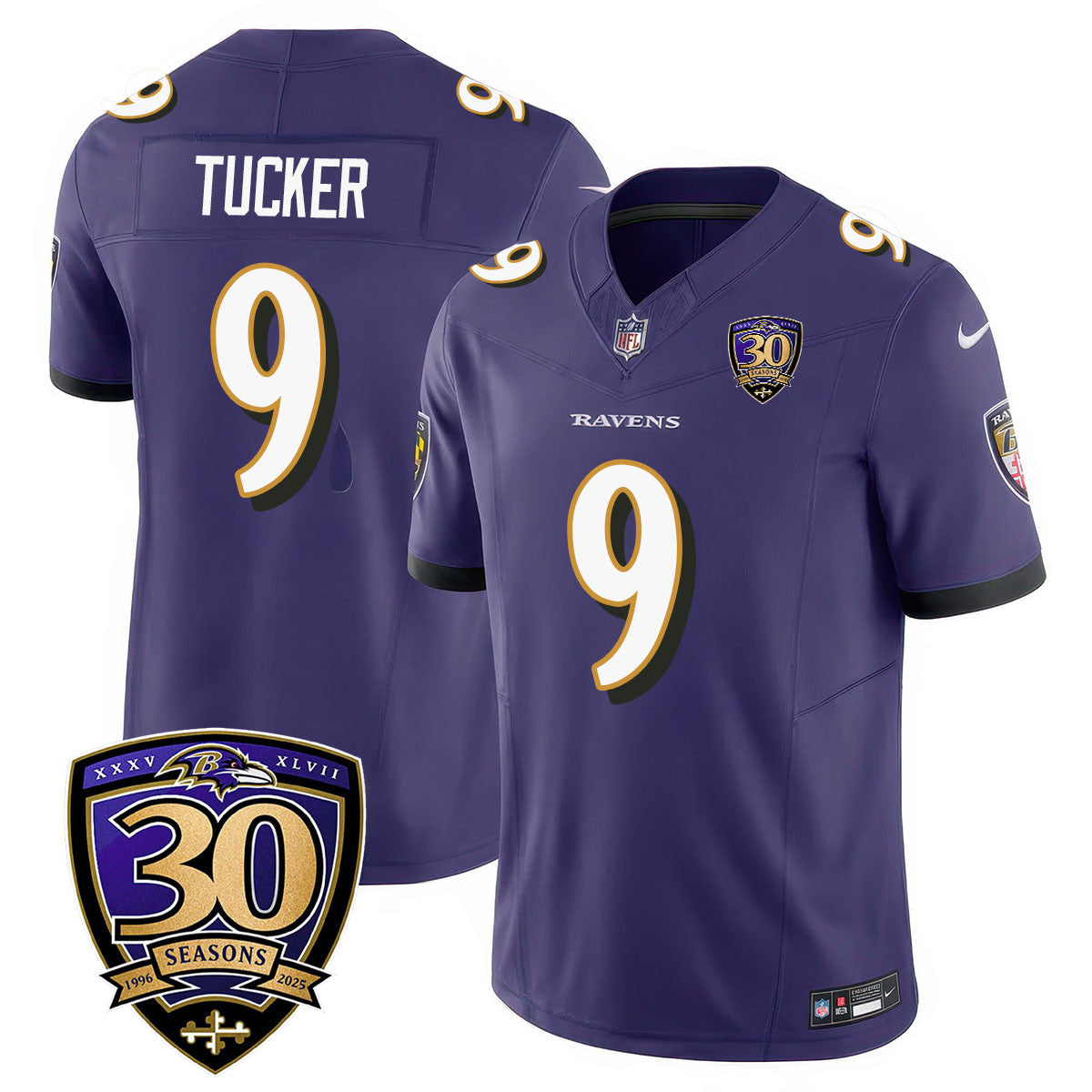 Men's Baltimore Ravens Limited 30th Season Jersey - All Stitched