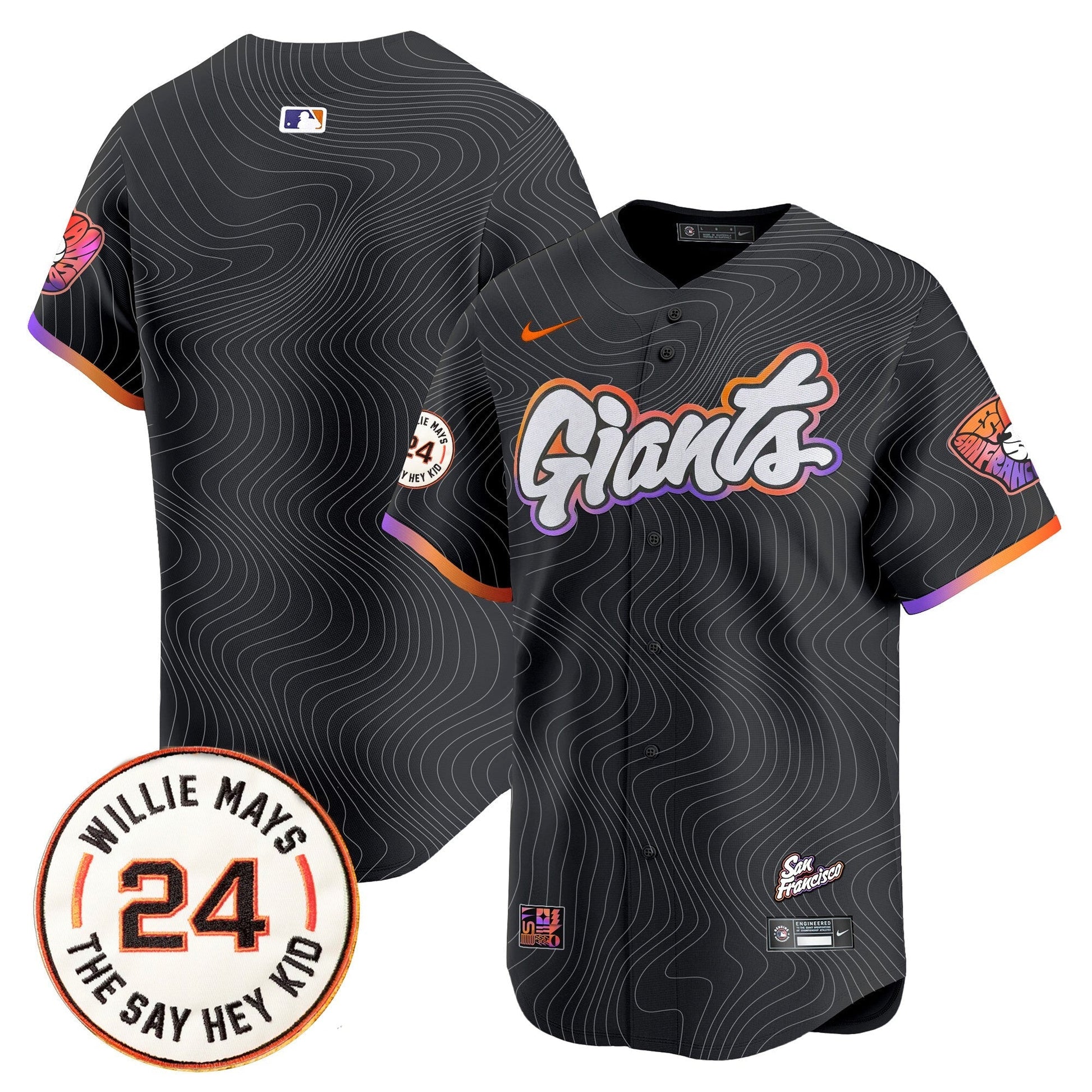 Men's San Francisco Giants 2025 Willie Mays Patch Vapor Premier Limited Jersey - All Stitched