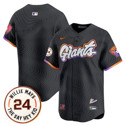 Men's San Francisco Giants 2025 Willie Mays Patch Vapor Premier Limited Jersey - All Stitched