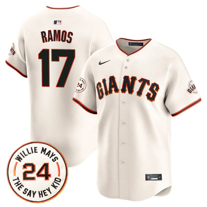 Men's San Francisco Giants 2025 Willie Mays Patch Vapor Premier Limited Jersey - All Stitched