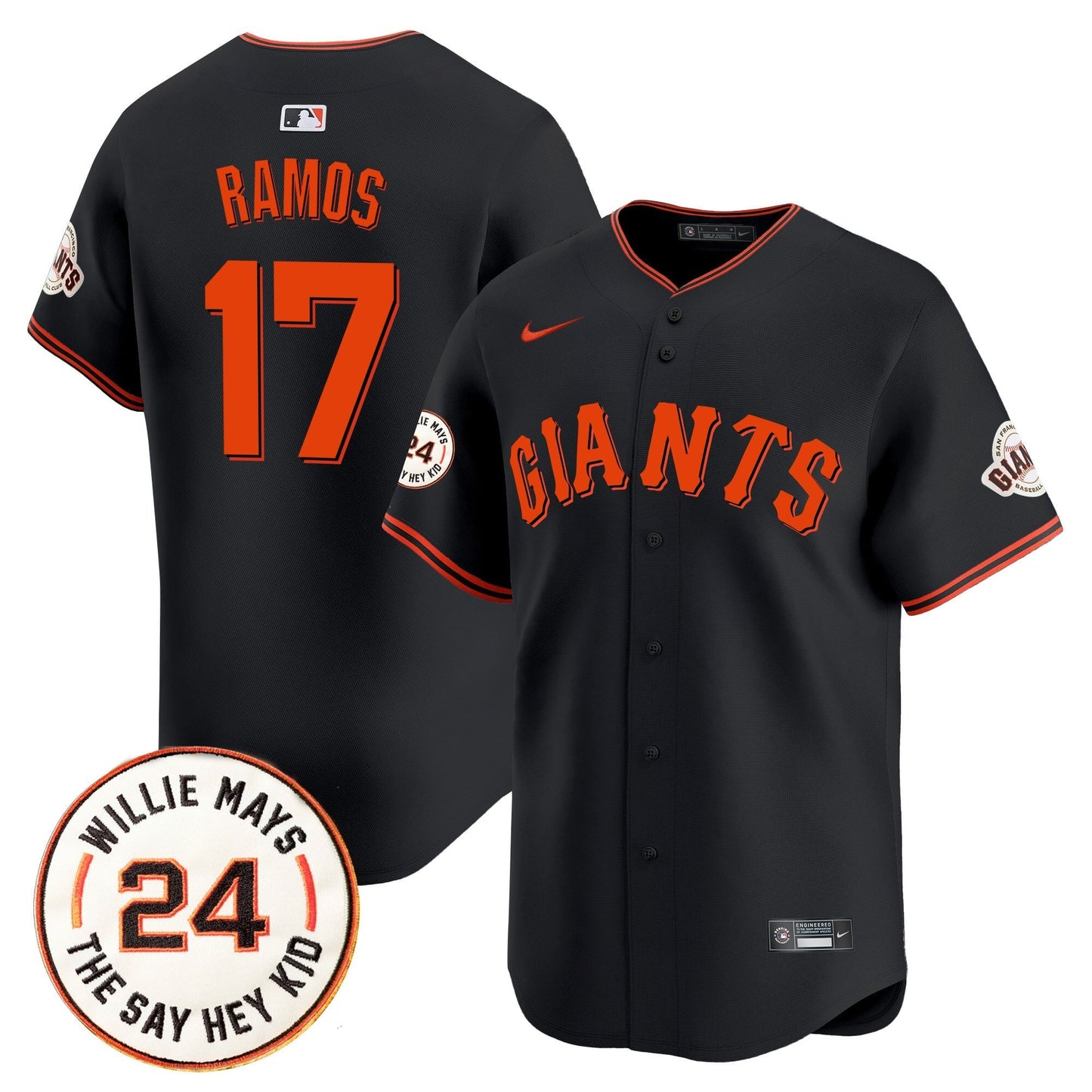 Men's San Francisco Giants 2025 Willie Mays Patch Vapor Premier Limited Jersey - All Stitched