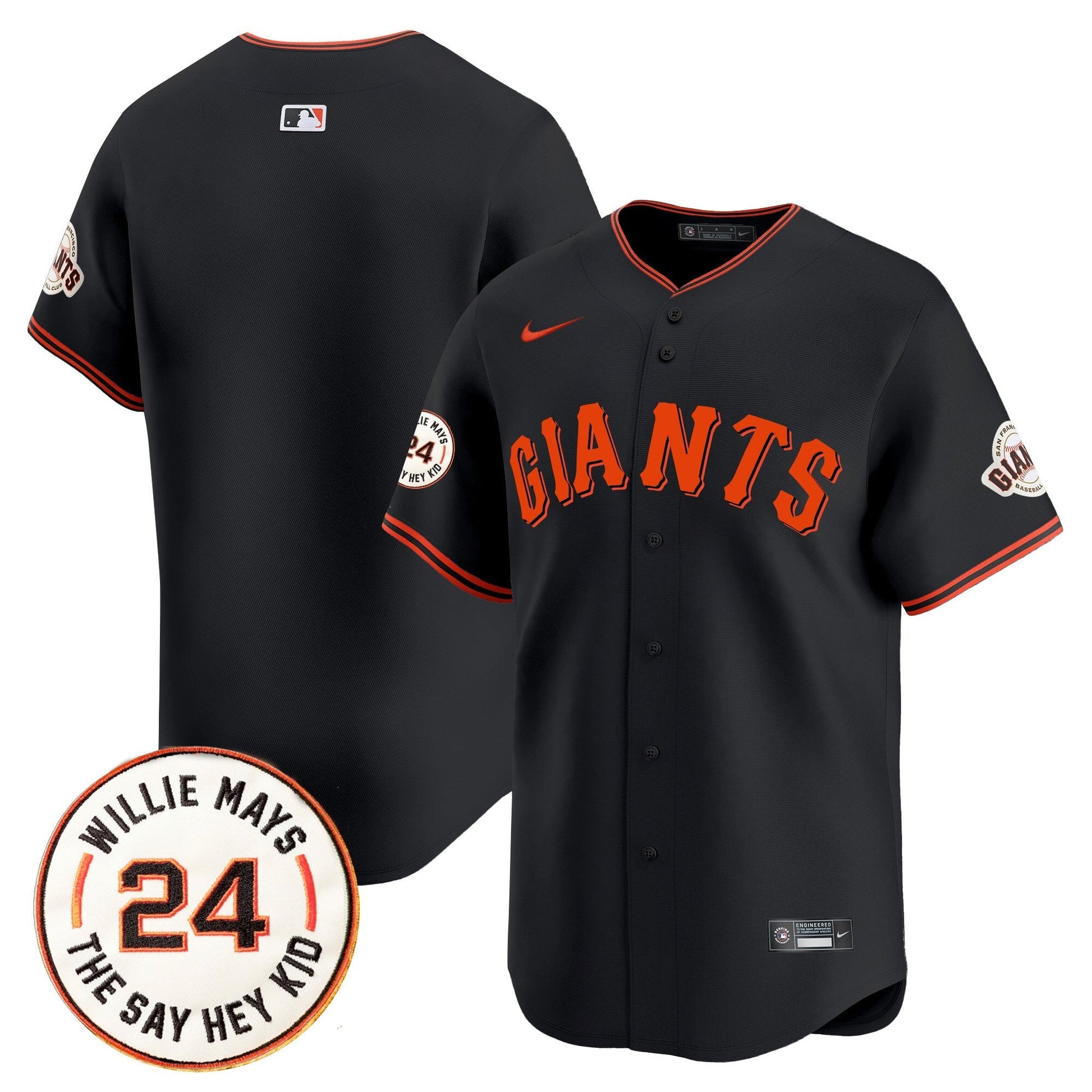 Men's San Francisco Giants 2025 Willie Mays Patch Vapor Premier Limited Jersey - All Stitched