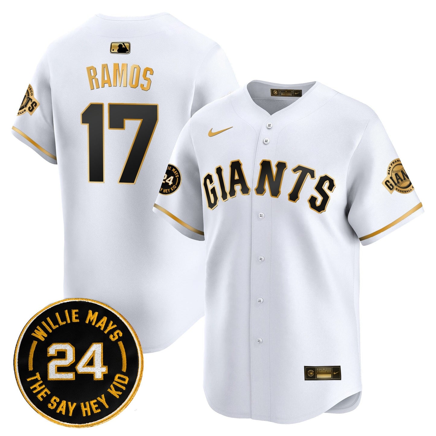 Men's San Francisco Giants 2025 Willie Mays Patch Vapor Premier Limited Jersey - All Stitched