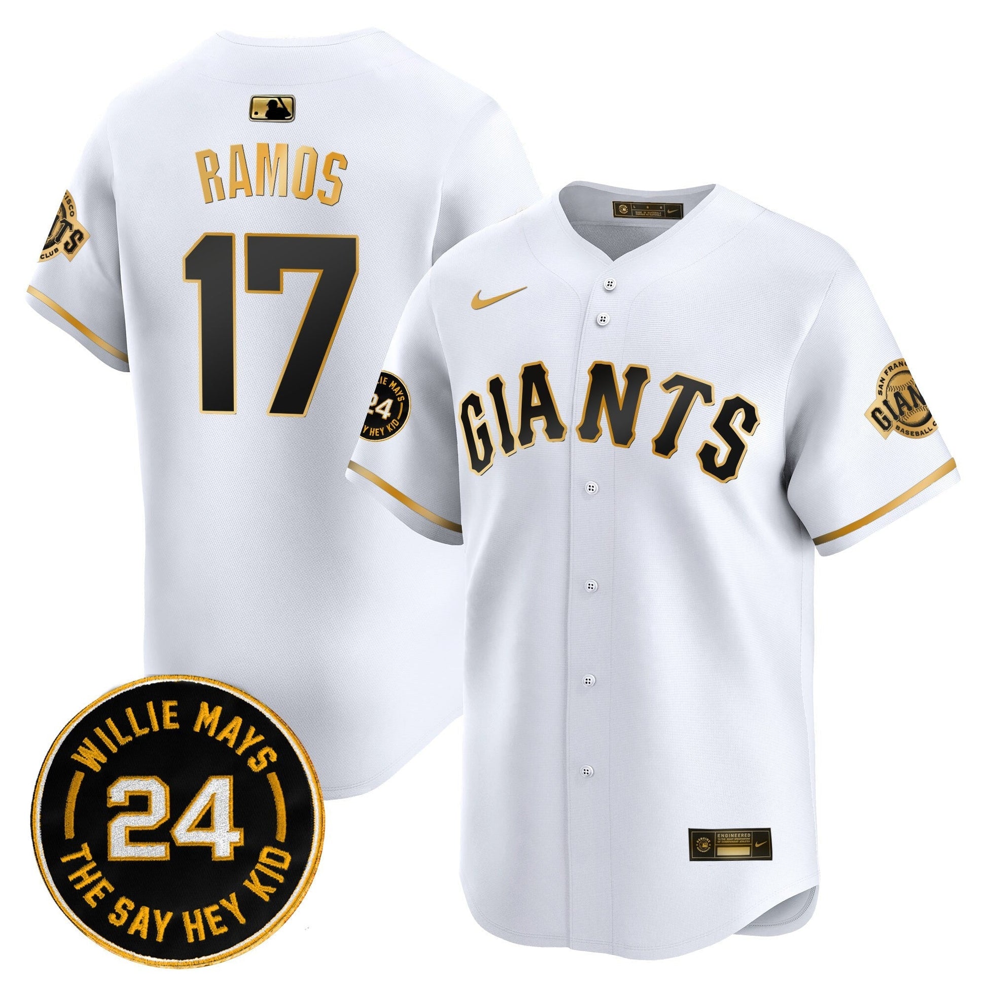 Men's San Francisco Giants 2025 Willie Mays Patch Vapor Premier Limited Jersey - All Stitched