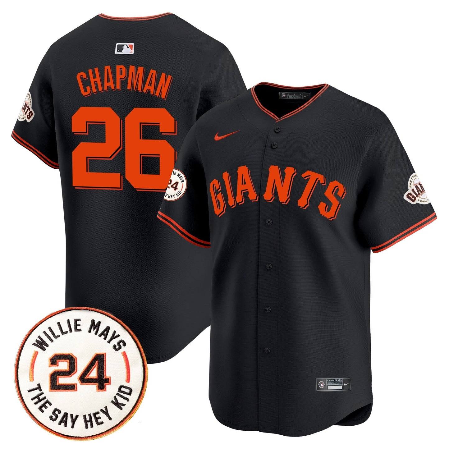 Men's San Francisco Giants 2025 Willie Mays Patch Vapor Premier Limited Jersey - All Stitched